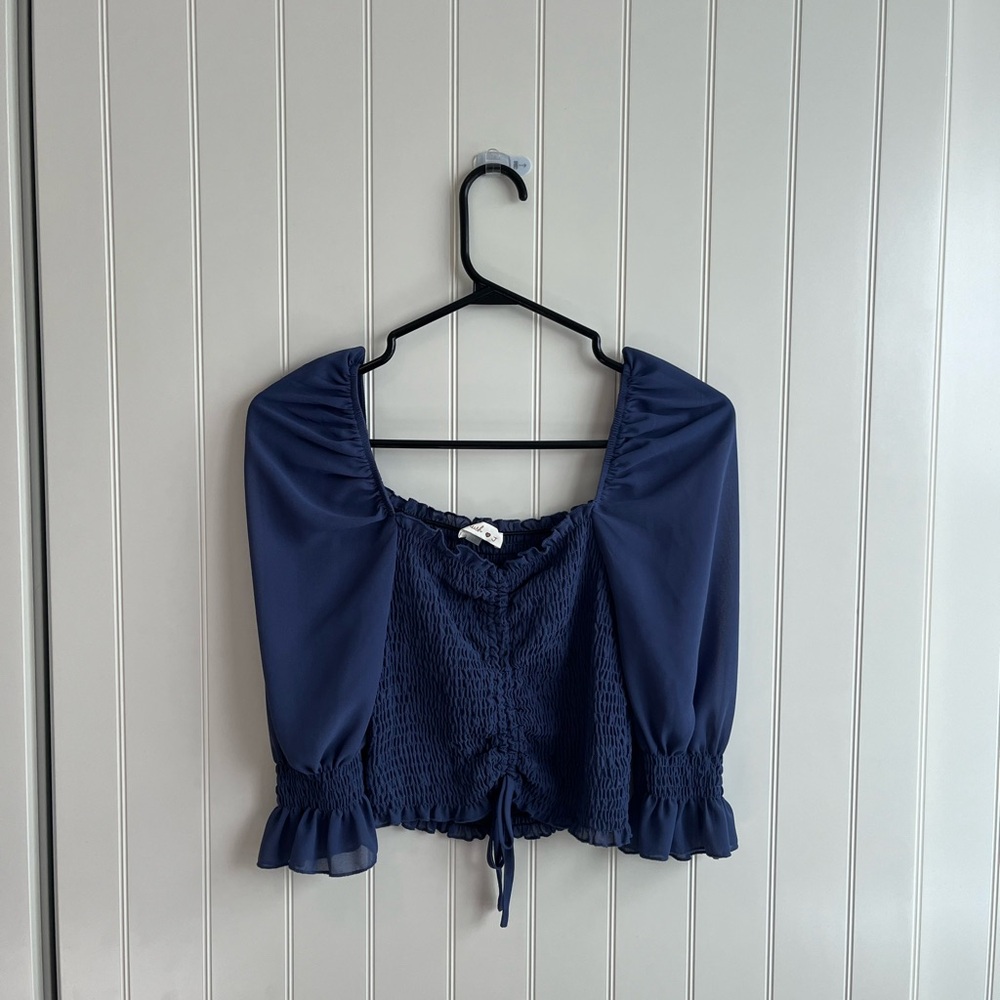 Off the Shoulder Blue Blouse Small